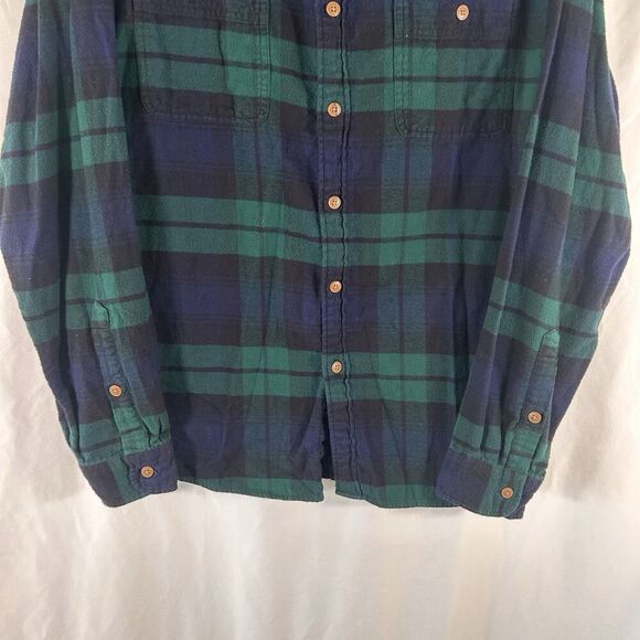 J. Crew Mercantile Flannel Shirt Men's XL Green Blue Plaid Button Up Long Sleeve - Picture 4 of 5